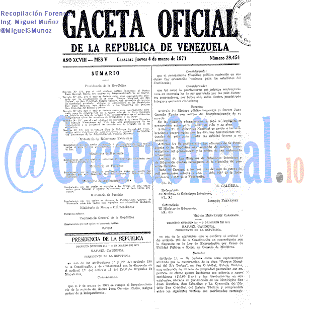 Gaceta Oficial 29454 del 4 Marzo 1971