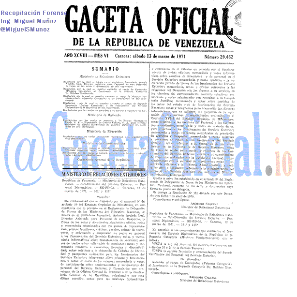 Gaceta Oficial 29462 del 13 Marzo 1971