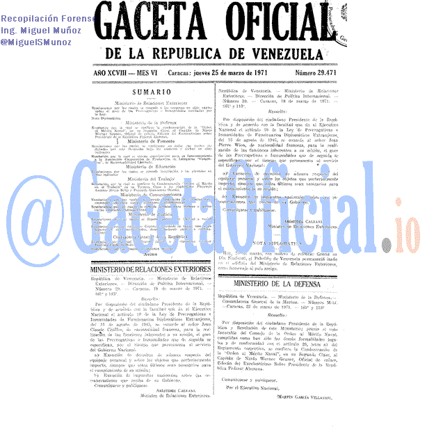 Gaceta Oficial 29471 del 25 Marzo 1971