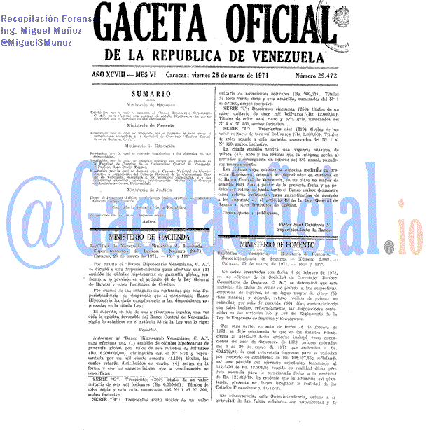 Gaceta Oficial 29472 del 26 Marzo 1971