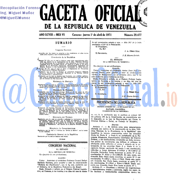 Gaceta Oficial 29477 del 1 Abril 1971