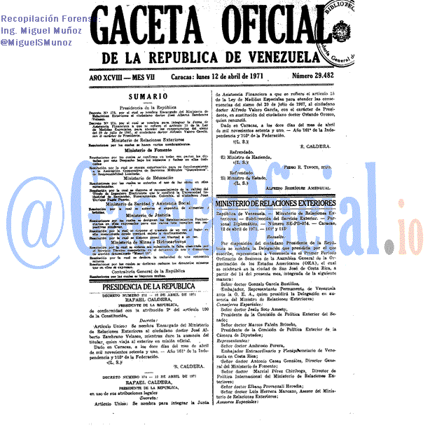 Gaceta Oficial 29482 del 12 Abril 1971