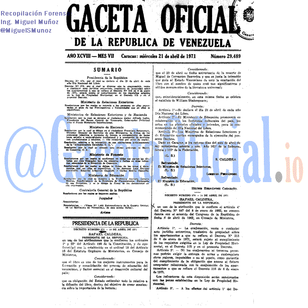 Gaceta Oficial 29489 del 21 Abril 1971