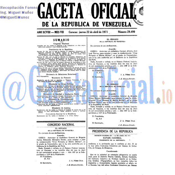 Gaceta Oficial 29490 del 22 Abril 1971