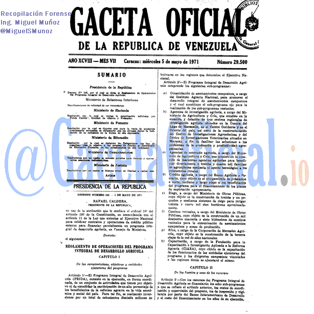 Gaceta Oficial 29500 del 5 Mayo 1971