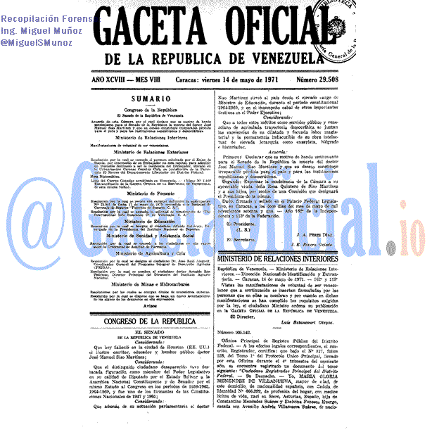 Gaceta Oficial 29508 del 14 Mayo 1971