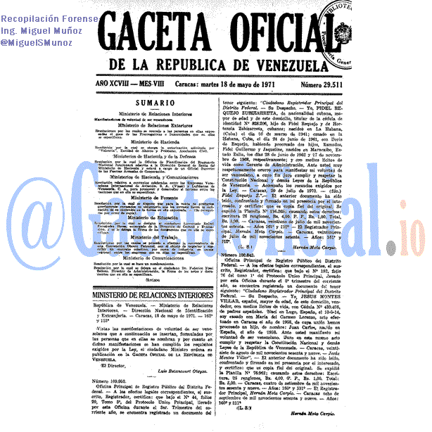 Gaceta Oficial 29511 del 18 Mayo 1971
