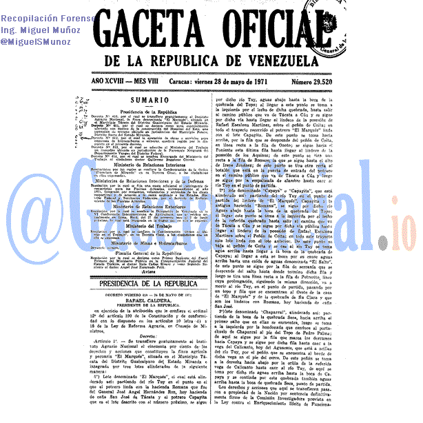 Gaceta Oficial 29520 del 28 Mayo 1971