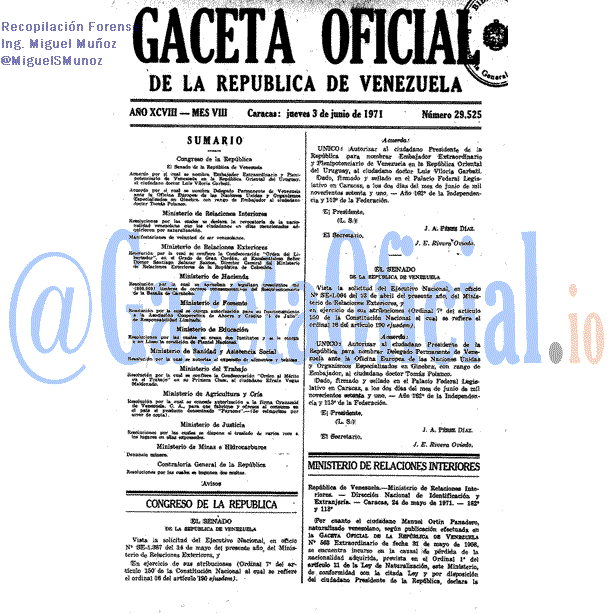 Gaceta Oficial 29525 del 3 Junio 1971