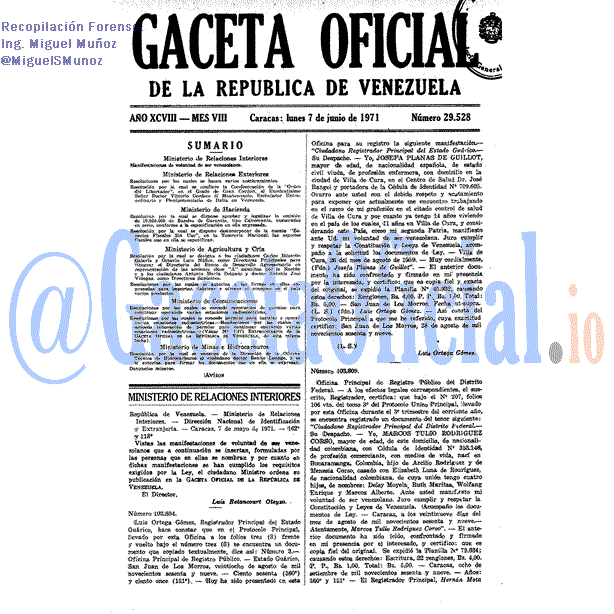 Gaceta Oficial 29528 del 7 Junio 1971
