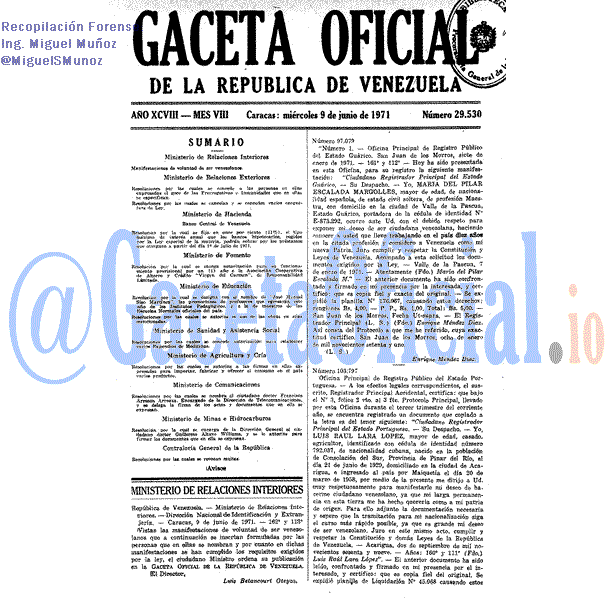 Gaceta Oficial 29530 del 9 Junio 1971