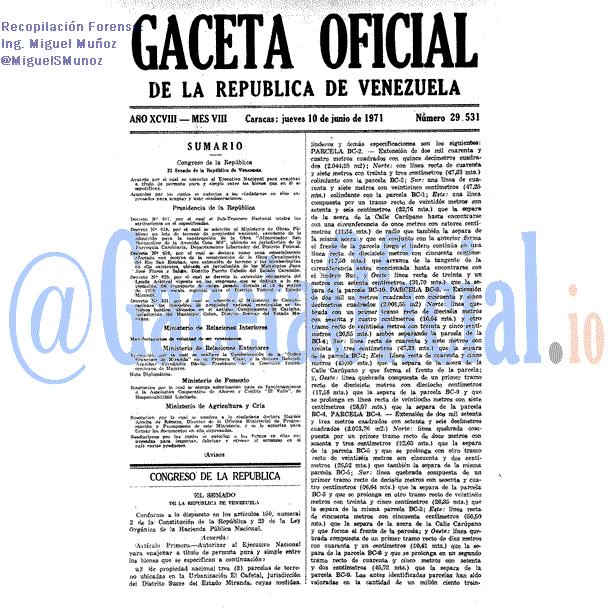 Gaceta Oficial 29531 del 10 Junio 1971