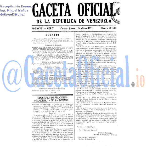 Gaceta Oficial 29548 del 1 Julio 1971