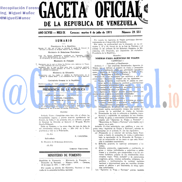 Gaceta Oficial 29551 del 6 Julio 1971