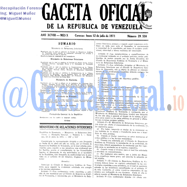 Gaceta Oficial 29556 del 12 Julio 1971