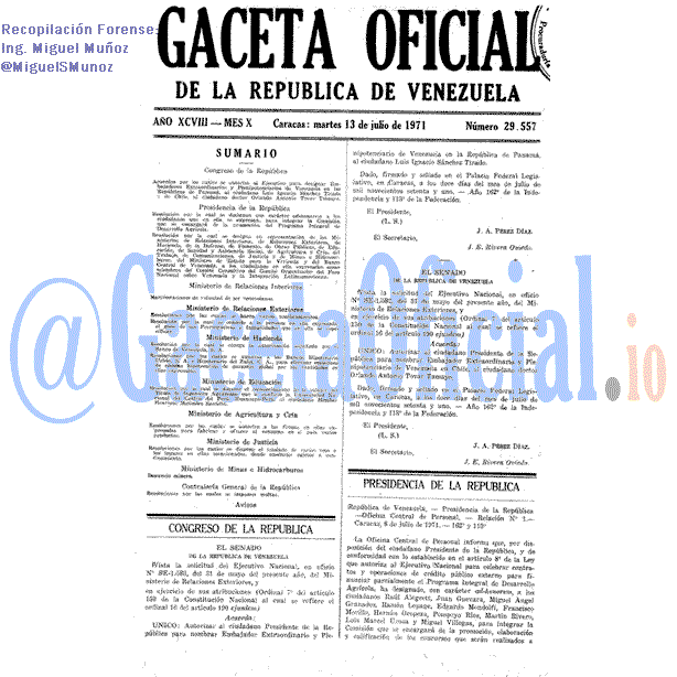 Gaceta Oficial 29557 del 13 Julio 1971