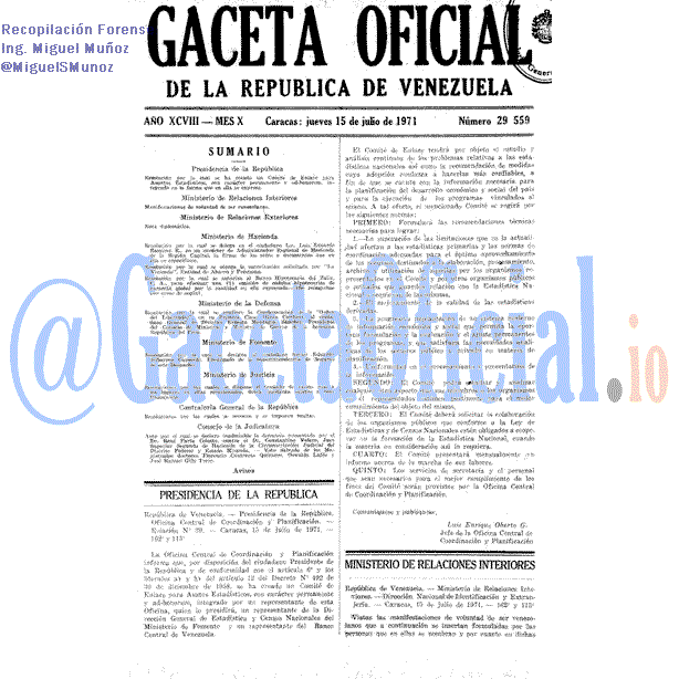 Gaceta Oficial 29559 del 15 Julio 1971