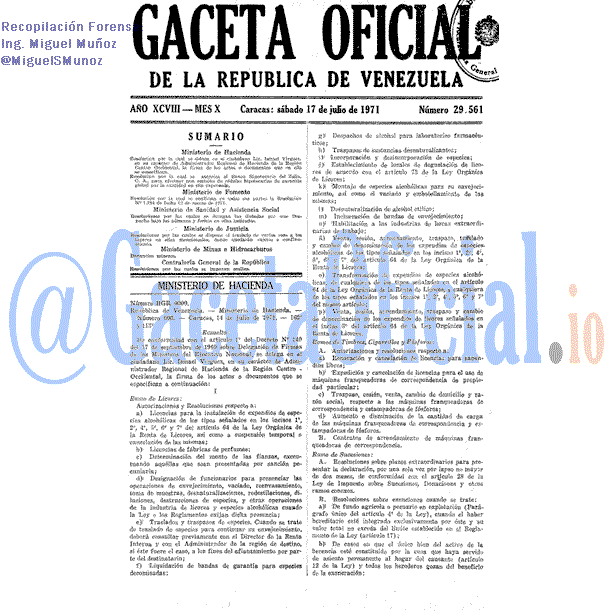 Gaceta Oficial 29561 del 17 Julio 1971