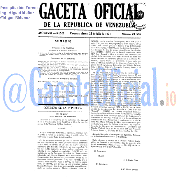 Gaceta Oficial 29566 del 23 Julio 1971