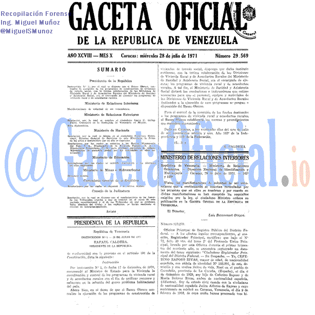 Gaceta Oficial 29569 del 28 Julio 1971