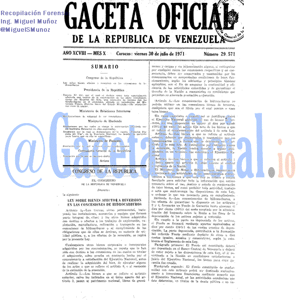 Gaceta Oficial 29571 del 30 Julio 1971