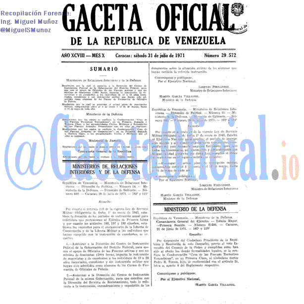Gaceta Oficial 29572 del 31 Julio 1971