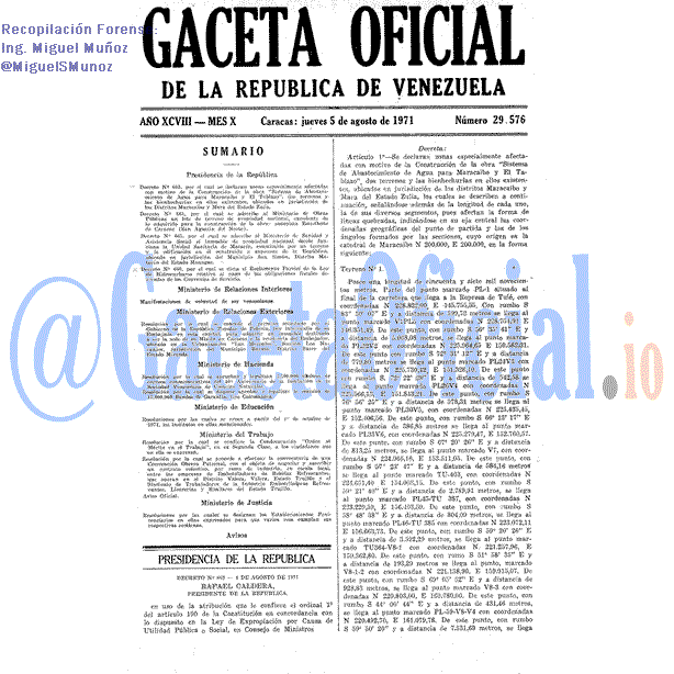 Gaceta Oficial 29576 del 5 Agosto 1971
