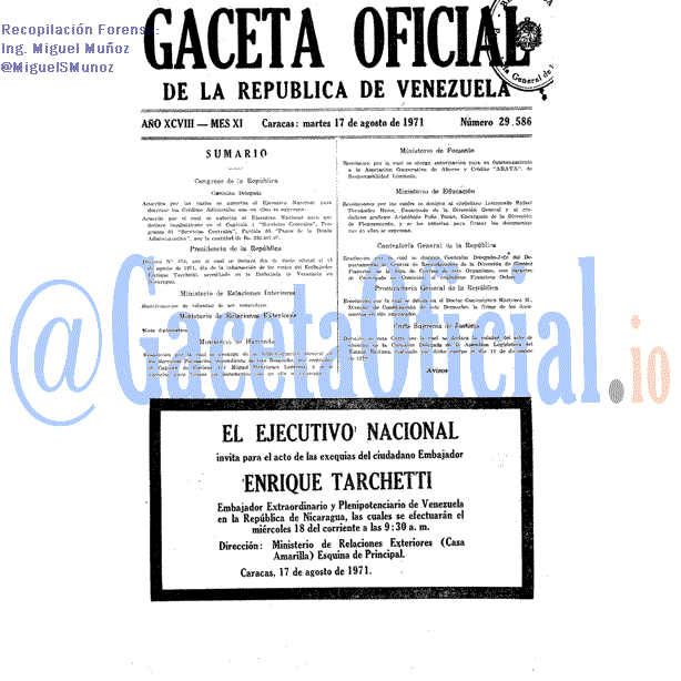 Gaceta Oficial 29586 del 17 Agosto 1971