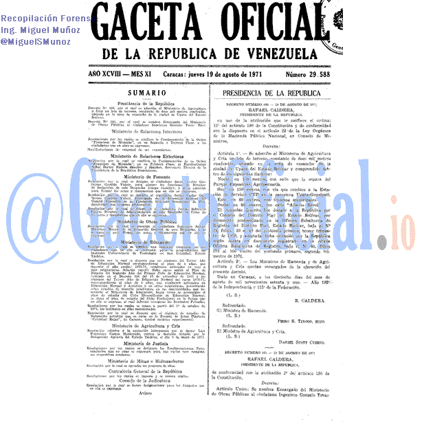 Gaceta Oficial 29588 del 19 Agosto 1971