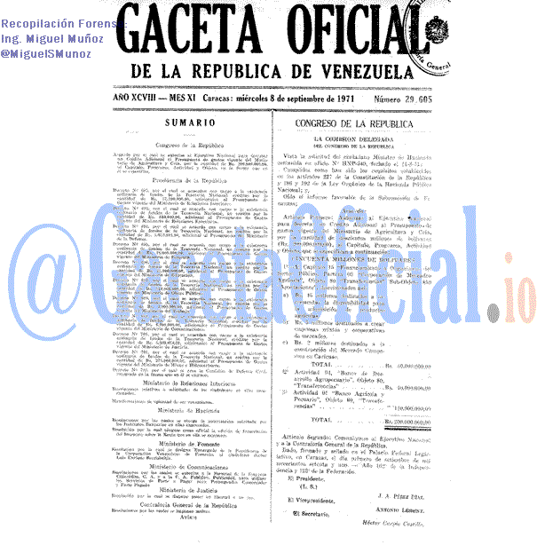 Gaceta Oficial 29605 del 8 Septiembre 1971