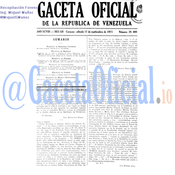 Gaceta Oficial 29608 del 11 Septiembre 1971