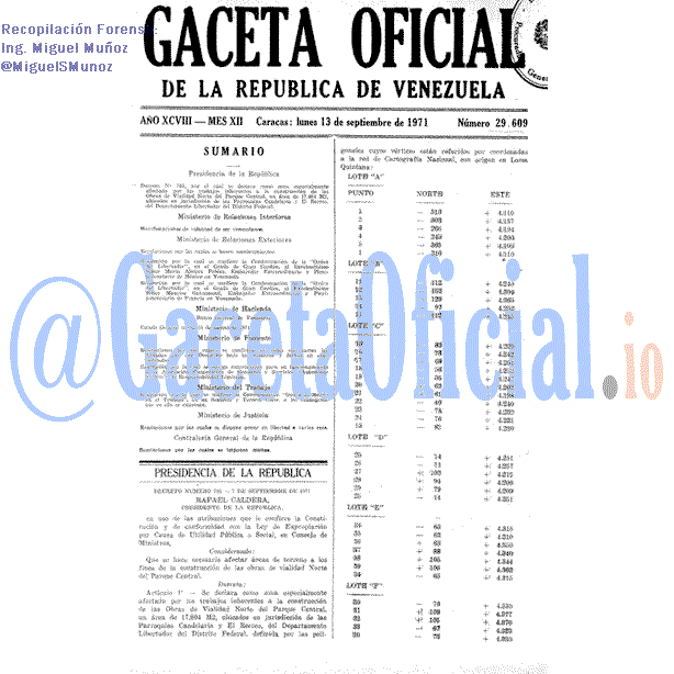 Gaceta Oficial 29609 del 13 Septiembre 1971