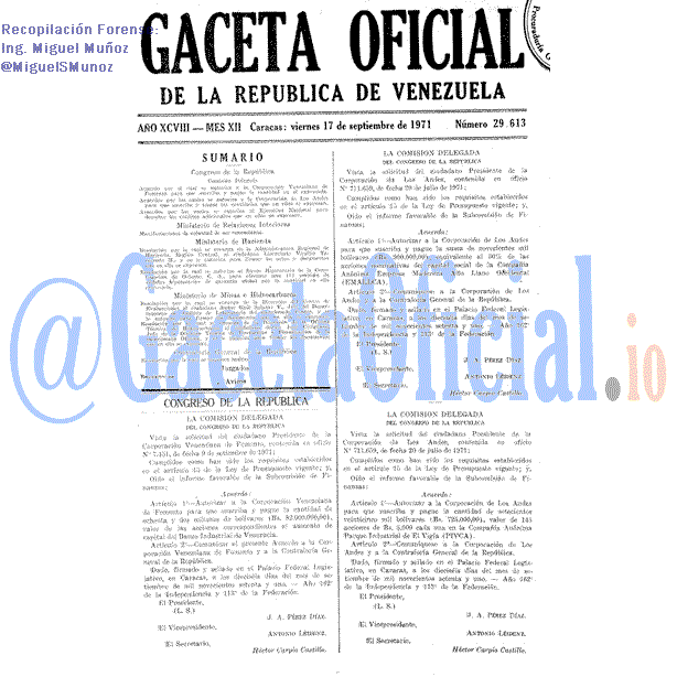 Gaceta Oficial 29613 del 17 Septiembre 1971