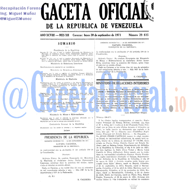 Gaceta Oficial 29615 del 20 Septiembre 1971