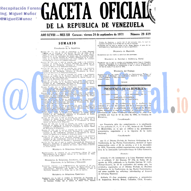 Gaceta Oficial 29619 del 24 Septiembre 1971