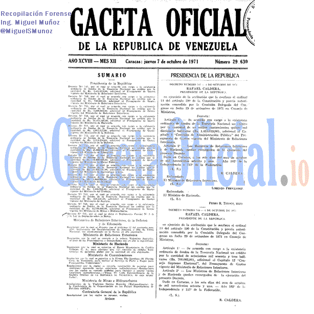 Gaceta Oficial 29630 del 7 Octubre 1971