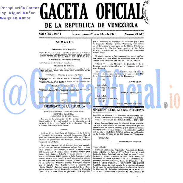 Gaceta Oficial 29647 del 28 Octubre 1971