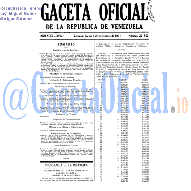 Gaceta Oficial 29652 del 4 Noviembre 1971
