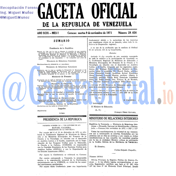Gaceta Oficial 29656 del 9 Noviembre 1971