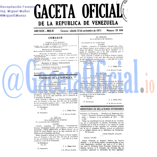 Gaceta Oficial 29660 del 13 Noviembre 1971