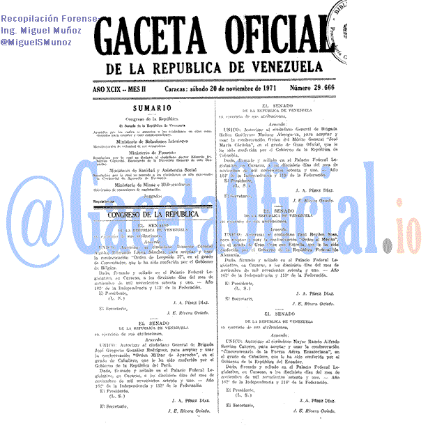 Gaceta Oficial 29666 del 20 Noviembre 1971