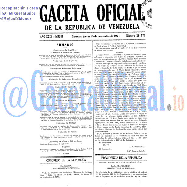 Gaceta Oficial 29670 del 25 Noviembre 1971