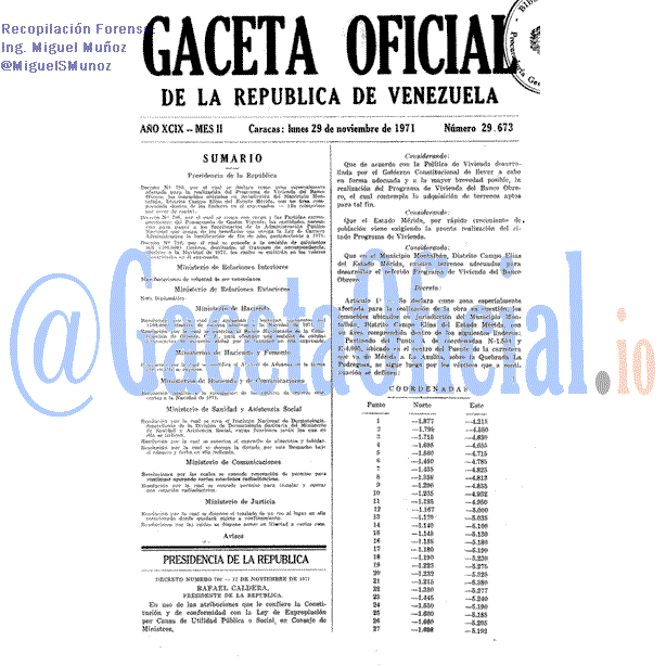 Gaceta Oficial 29673 del 29 Noviembre 1971