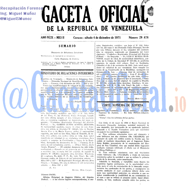Gaceta Oficial 29678 del 4 Diciembre 1971