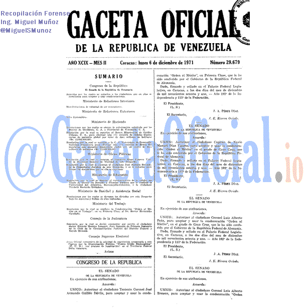 Gaceta Oficial 29679 del 6 Diciembre 1971