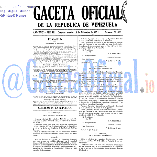 Gaceta Oficial 29686 del 14 Diciembre 1971
