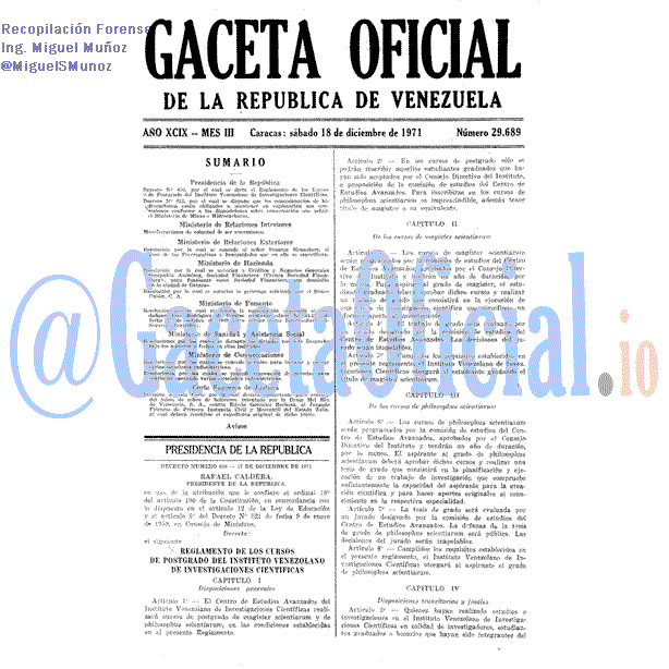 Gaceta Oficial 29689 del 18 Diciembre 1971
