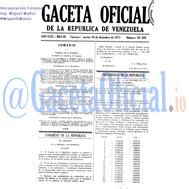 Gaceta Oficial 29695 del 28 Diciembre 1971