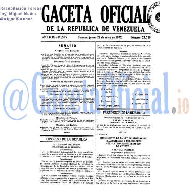 Gaceta Oficial 29719 del 27 Enero 1972