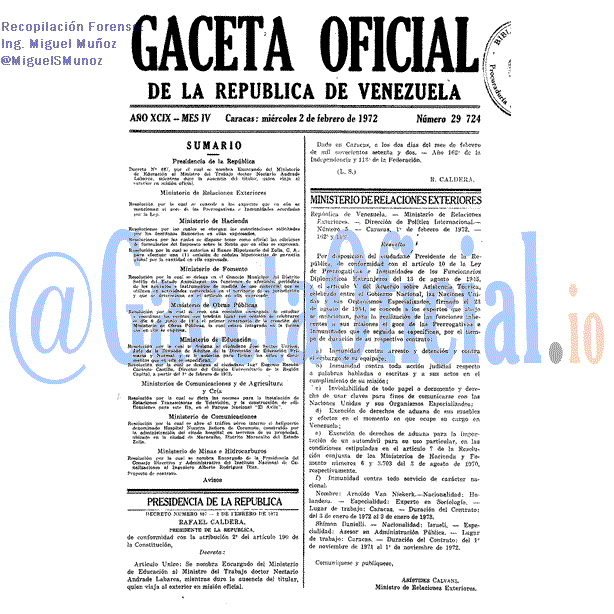 Gaceta Oficial 29724 del 2 Febrero 1972